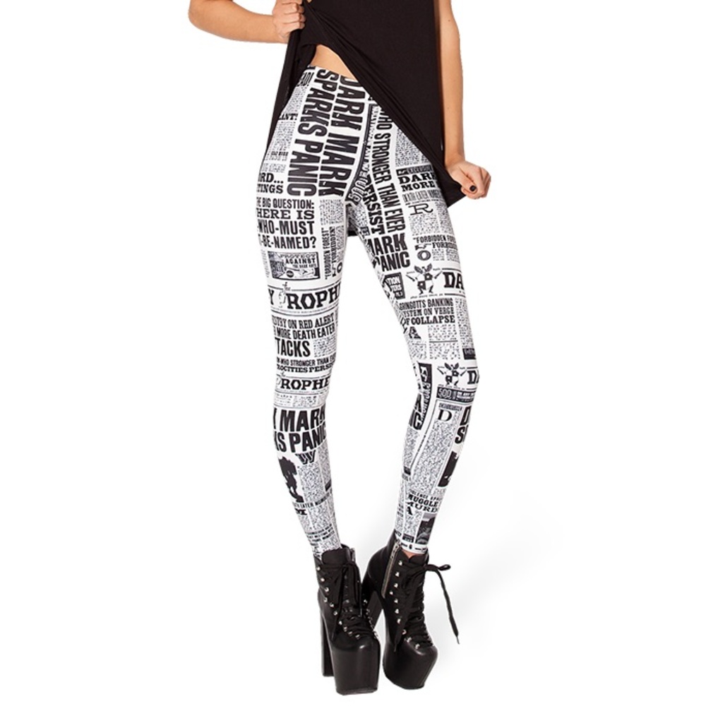 Black Milk Daily Prophet HWMF Leggings Harry Potter M High Waist Newspaper